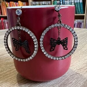 Betsey Johnson Gold and Black Bow Earrings (Vintage/Rare)